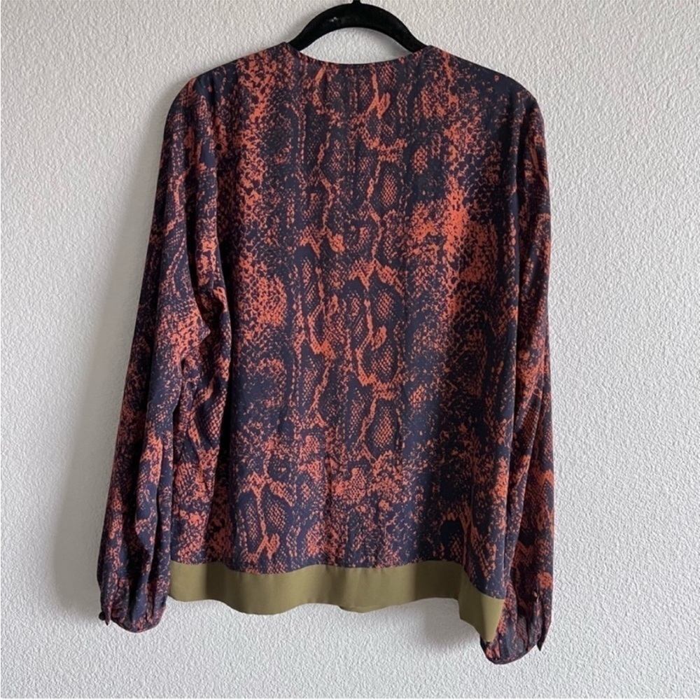 Cabi Python Snake Print Border Wrap Blouse Top V-… - image 5